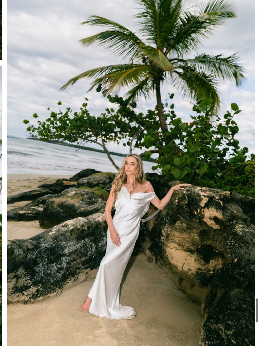 Meshki Ivory Asymmetrical Satin Dress